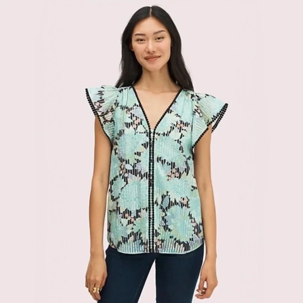 ♠️ Kate Spade Dahlia Bloom Floral Burnout Top NWT